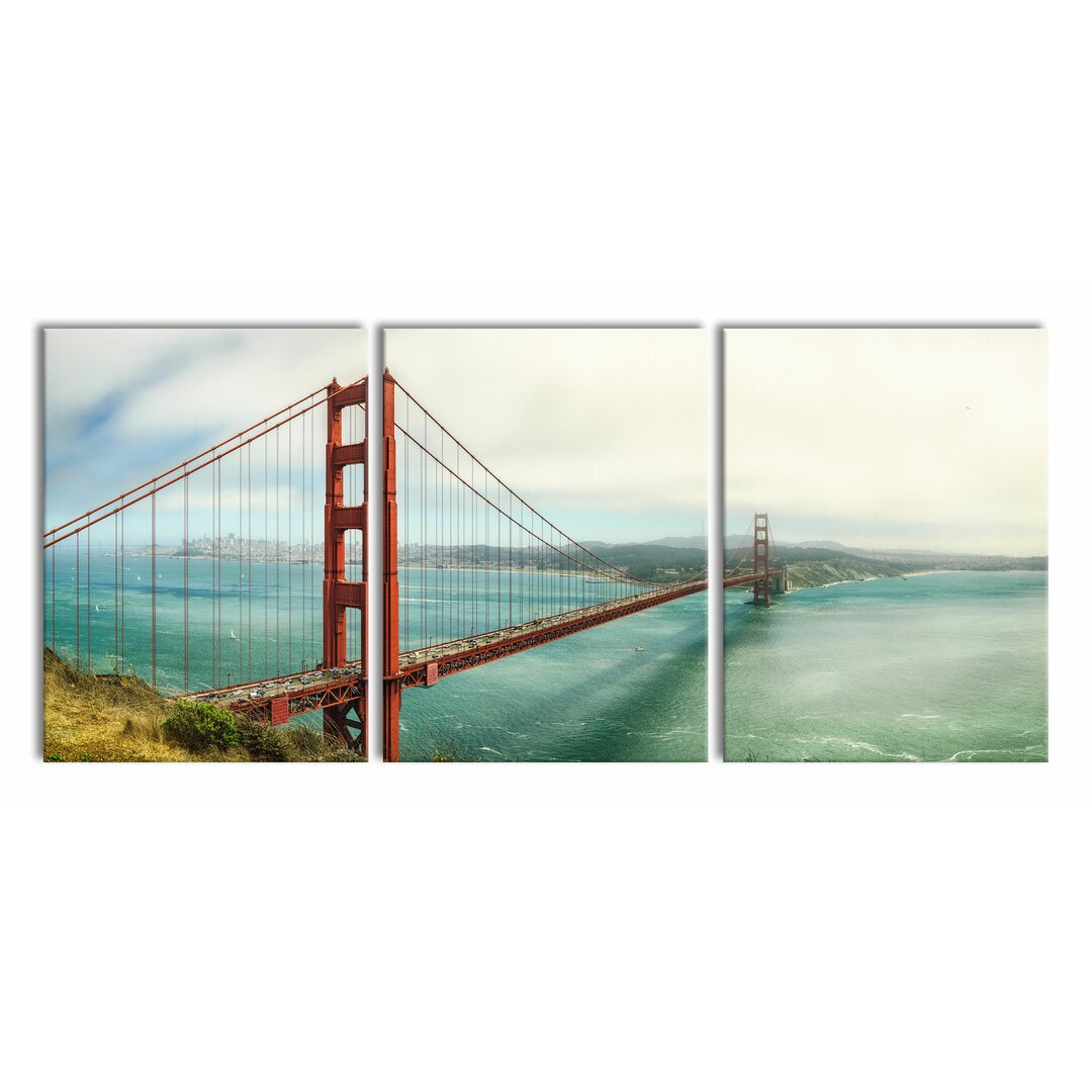 3-tlg. Leinwandbilder-Set Golden Gate Bridge