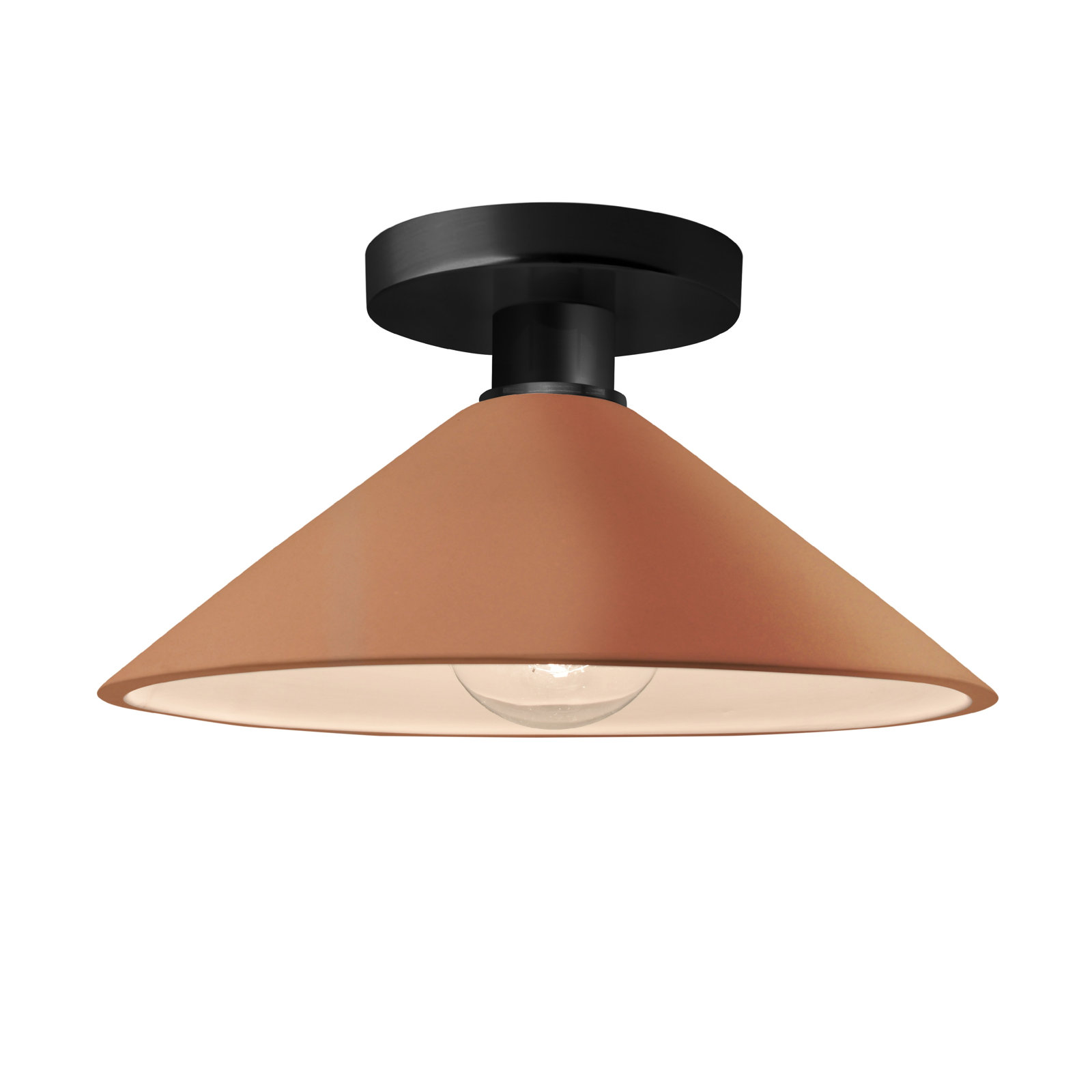 Single Light Ceramic Semi Flush Mount, Adobe, Matte Black, Incandescent (Not Included)