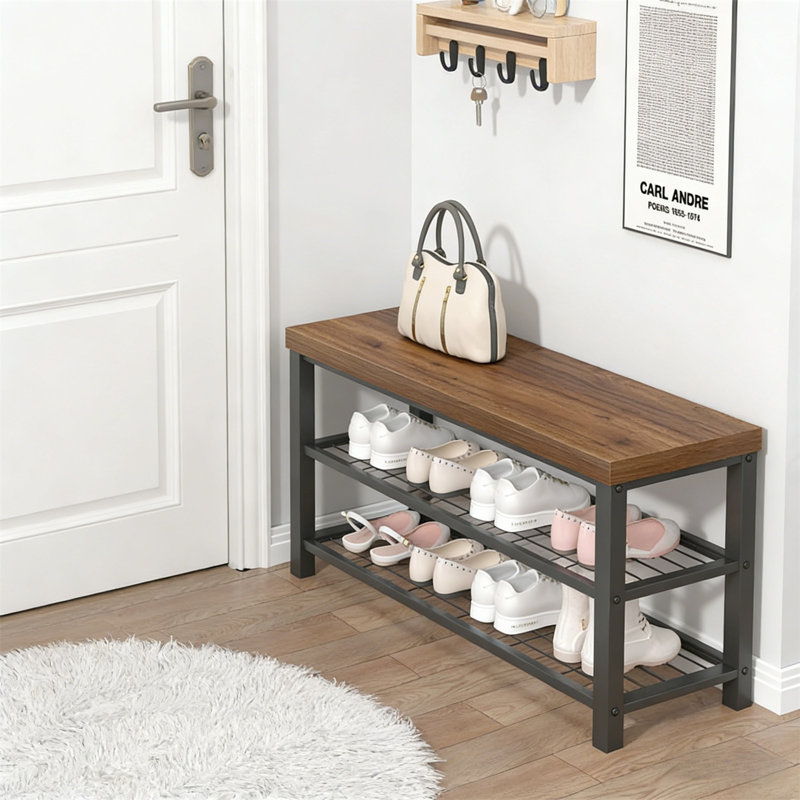 Premium Wooden Shoe Cabinet For Home, Walnut