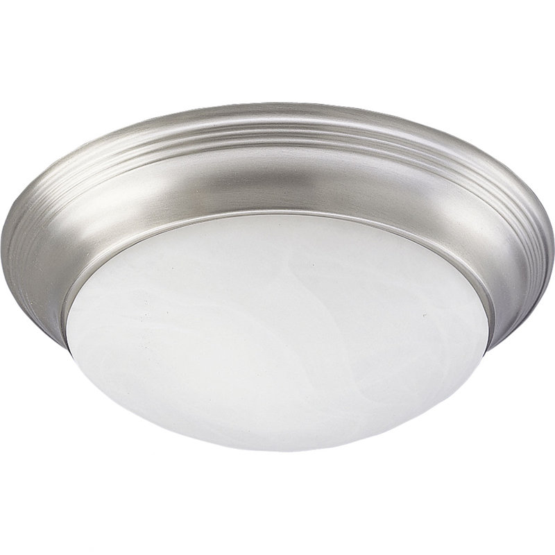 Plafonnier encastré bol simple à 3 lumières, Nickel brossé, H 5 1/2 po x l 16 5/8 po x P 16 5/8 po