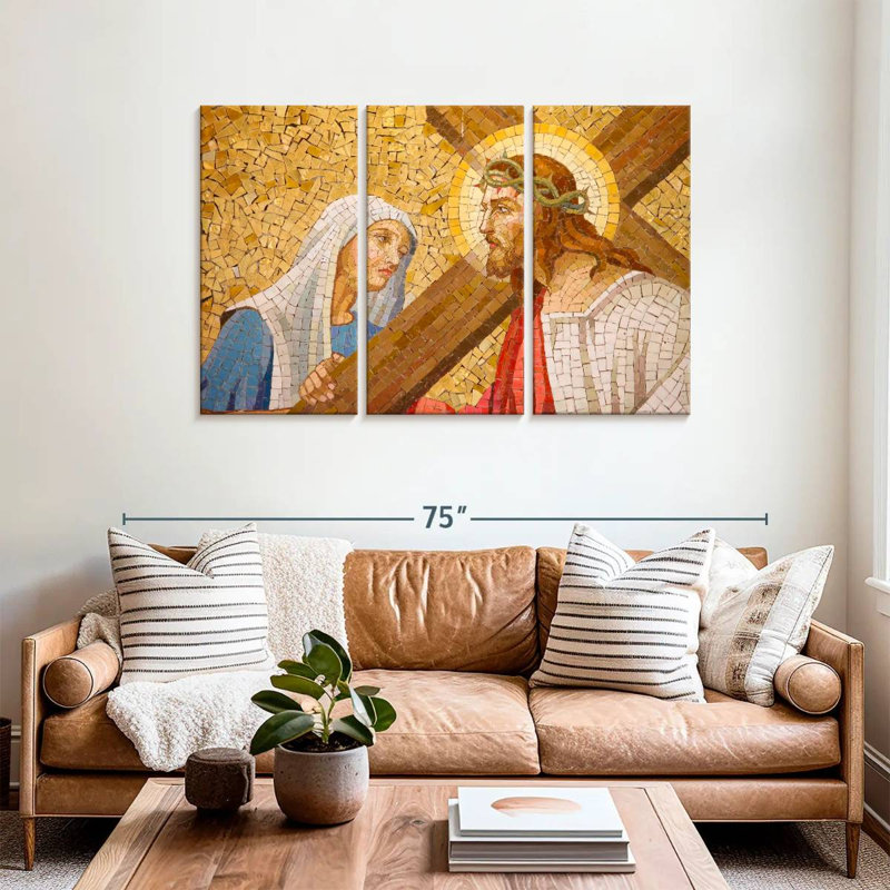 Adella, Jésus-Christ et Marie, mosaïque, H 36 po x l 57 po