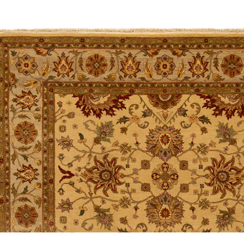Tapis doré et ivoire de haute qualité noué à la main
