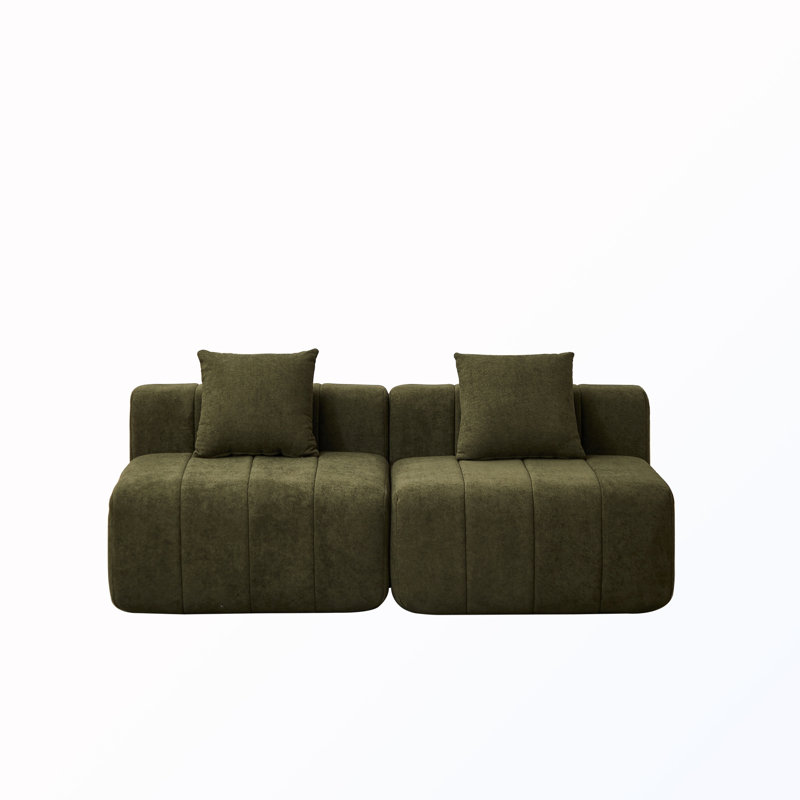 2-Seat Sectional Sofa with 2 pillows