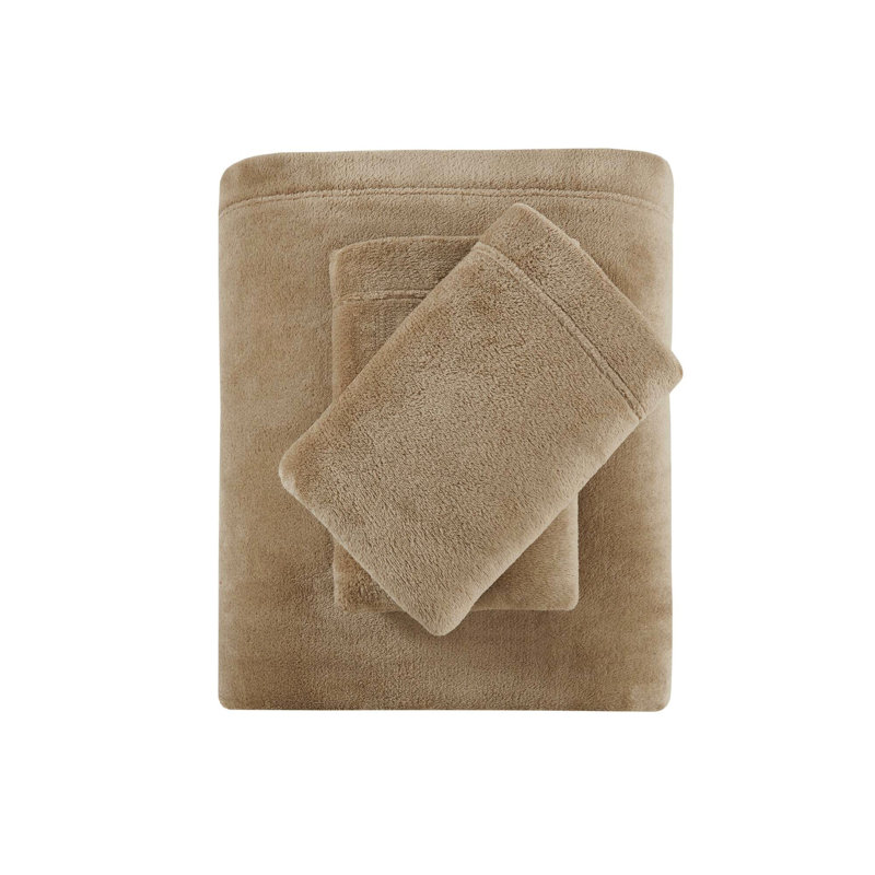 Ensemble de draps 4 pièces pour grand lit taupe - 100% doux et confortable