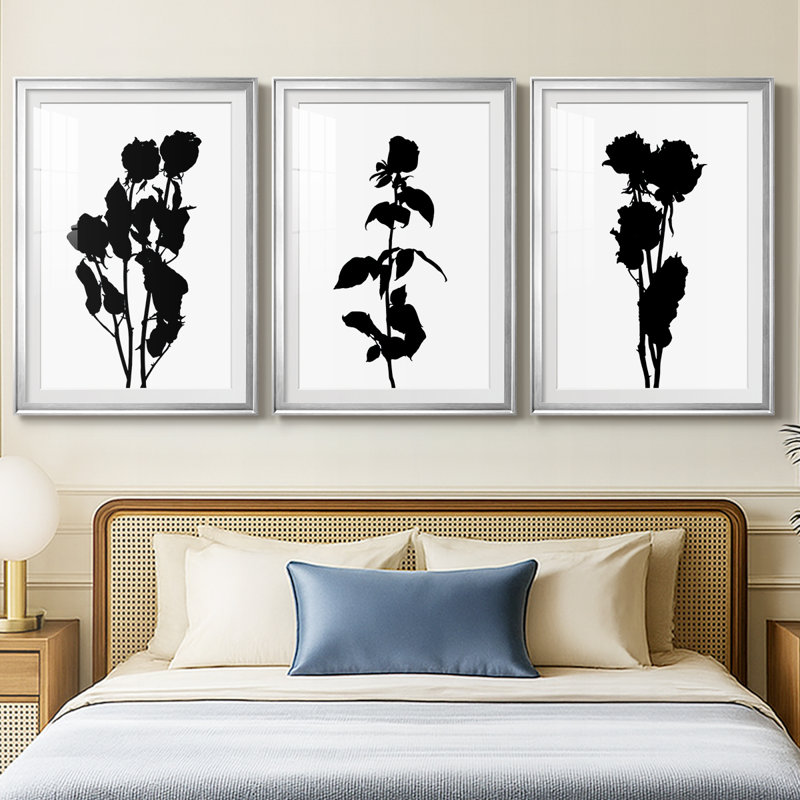 Pressed Memory I  -Custom Framed  Premium Print W Matt - 3 Pieces, 19" H x 27" W, Silver