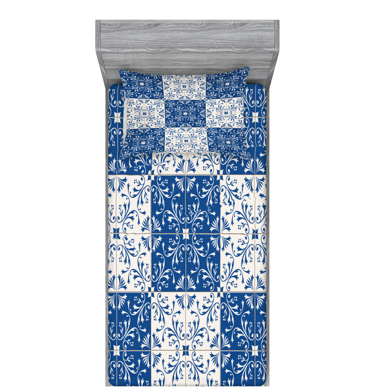 Microfiber Floral Sheet Set, Twin Sheet Set with Fitted Sheet