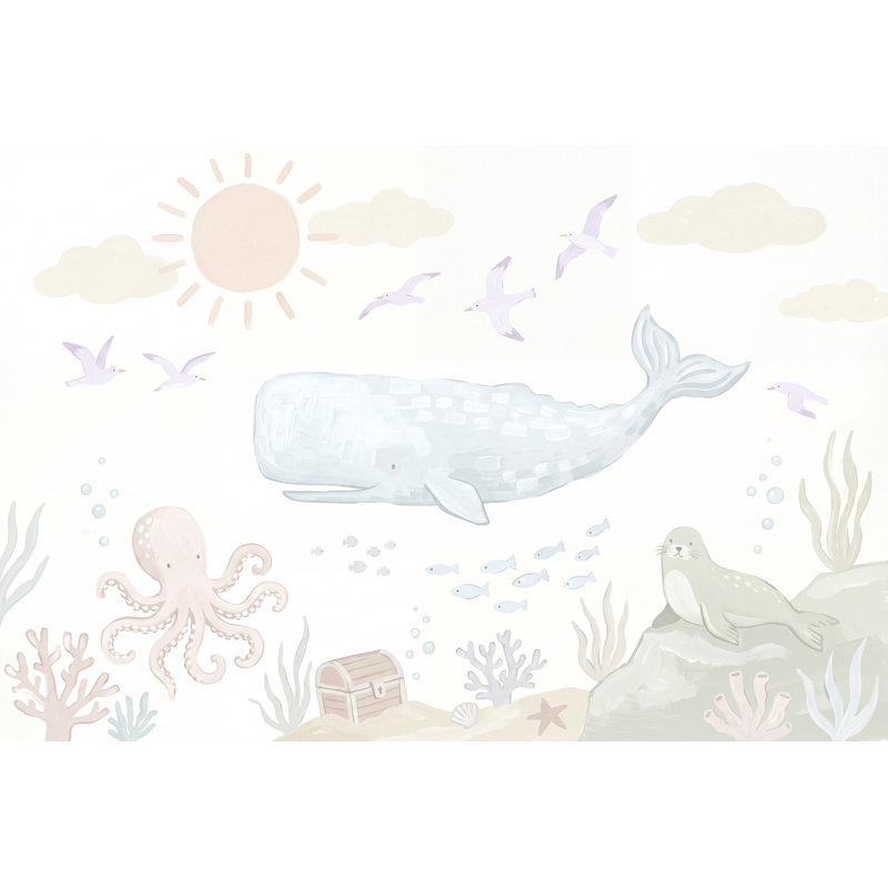 Décoration murale pépinière de baleine sous-marine amovible, Non tissé, 200 po x 120 po
