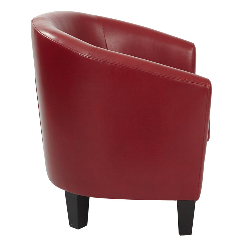 Slaven Faux Leather Barrel Chair, Cranberry Faux Leather