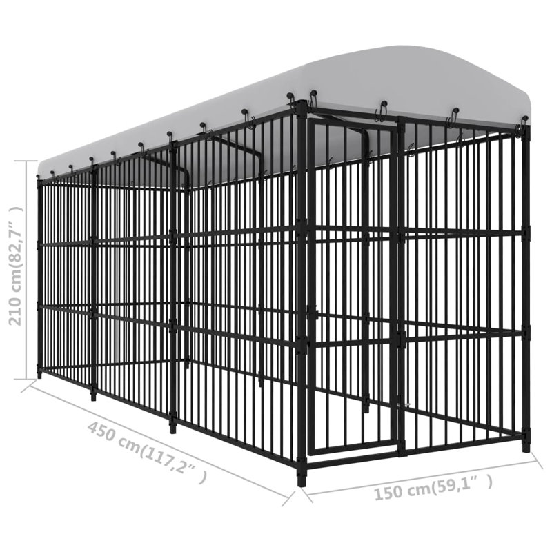 Chenil d'extérieur pour chien, 177,2 po x 59,1 po x 82,7 po