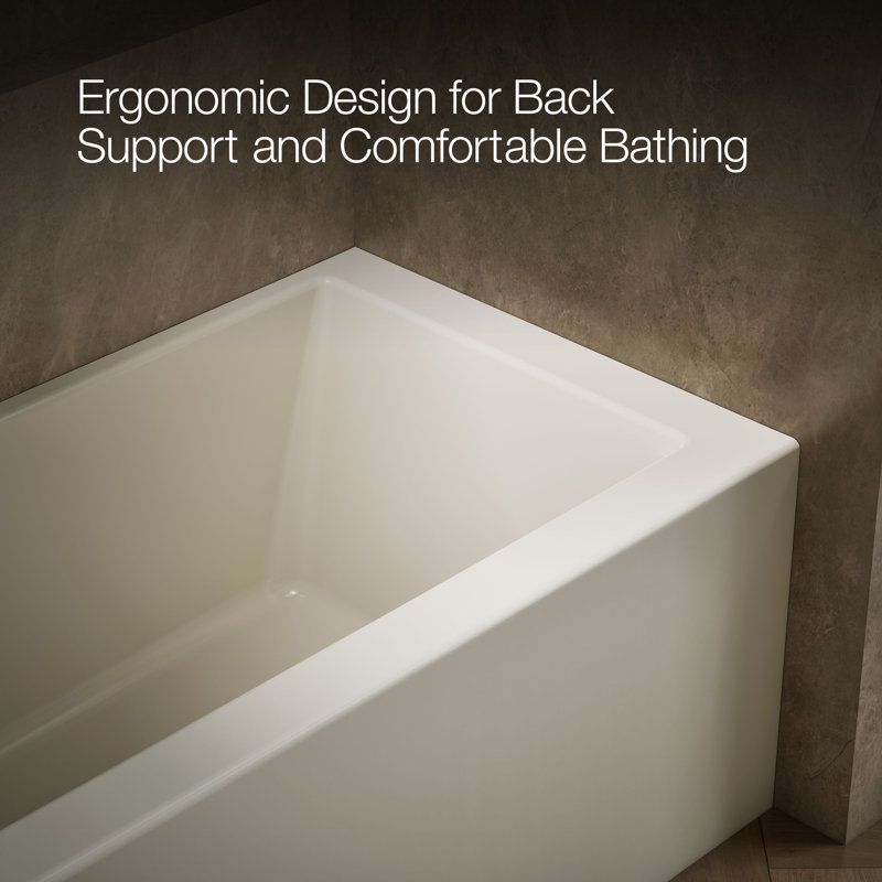 Underscore® 60" x 30" Rectangular Alcove Soaking Bathtub with Slotted Overflow and Integral Apron, Left, Biscuit