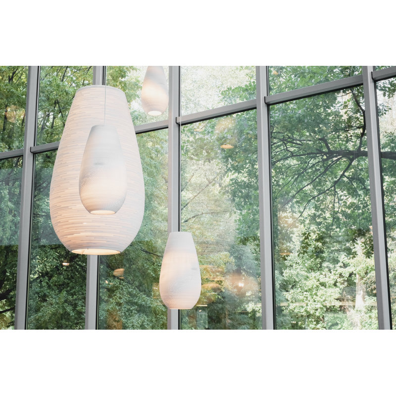 Scraplights Recycled Cardboard Pendant Light - Drop, 18" H x 10" W x 10" D, White