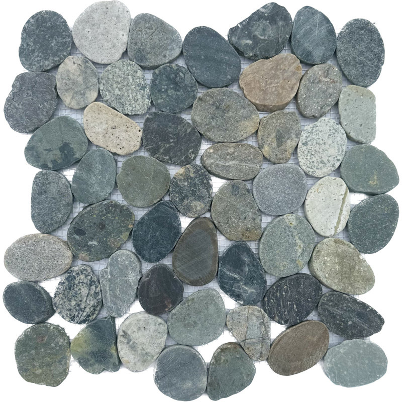 Mosaïque de galets terreux couleur terre tombée 12 po x 12 po