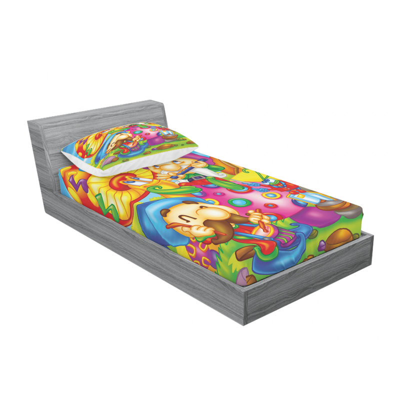 Microfiber Abstract Sheet Set, Twin Sheet Set with Fitted Sheet