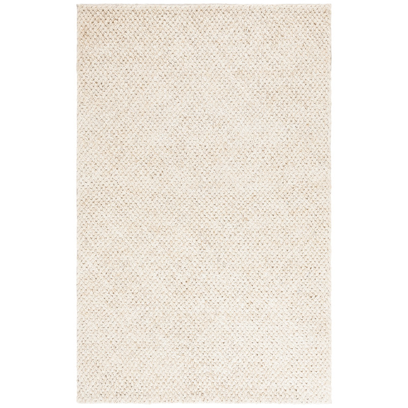 Jeyline Flatweave Jute & Cotton Solid Color Rug in Ivory/Bleach, Rectangle 8' x 10'
