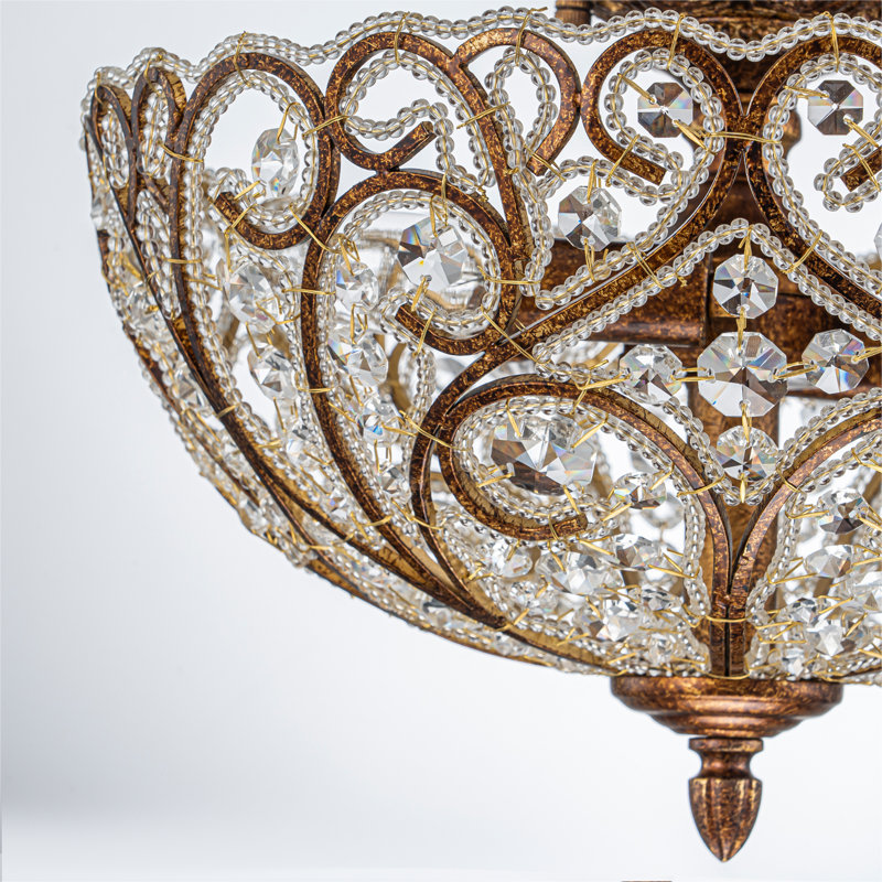 4 - Light Ornate Crystal Semi-Flush Mount