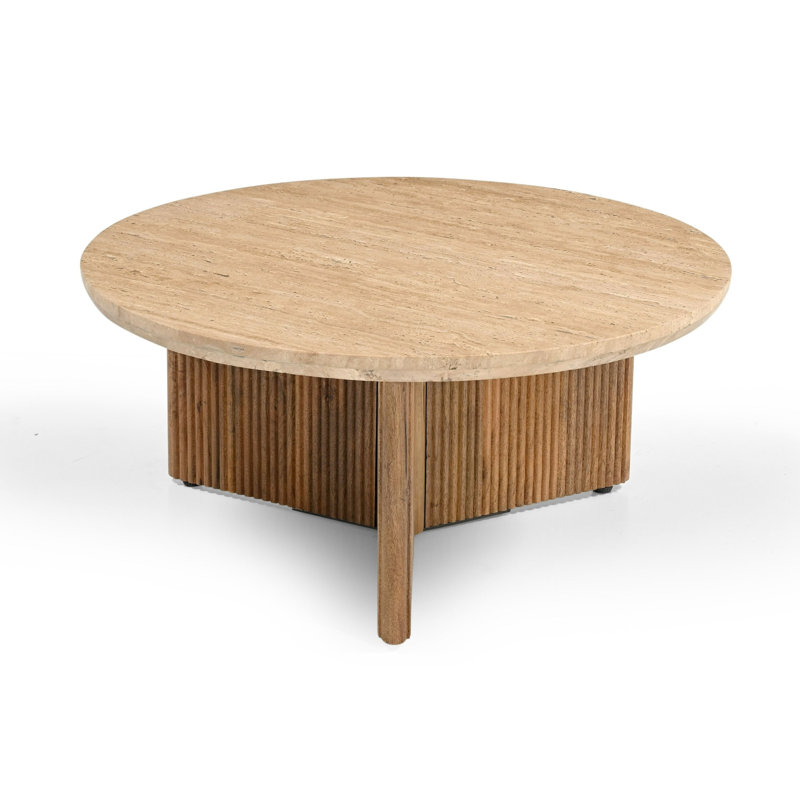 Pawnee - Modern Travertine Round Coffee Table