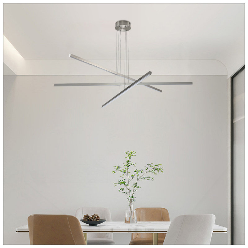 Modern LED Chandelier - Geometric -Arm Design, Adjustable Hanging, Sleek Metal Finish For Dining Room, Living Room & Office