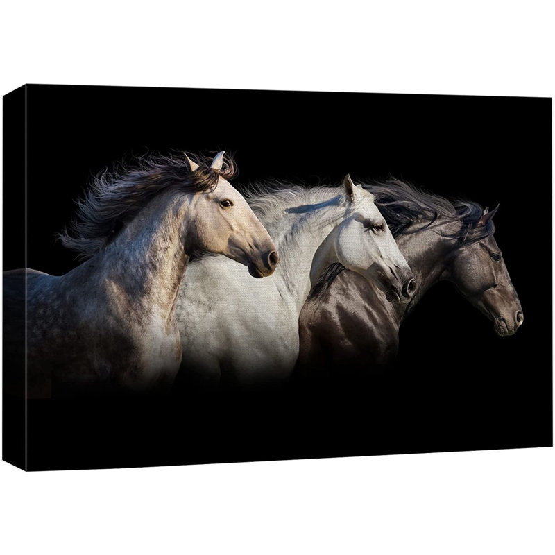 Courir les chevaux IDÉE4WALL, reproduction d'art sur toile encadrée, vue de profil de cheval, H 24 po x l 36 po x P 1,5 po