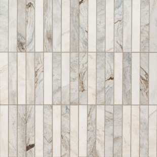 Castella de Blanc 2 in. x 12 in. Honed Marble Mosaic Floor and Wall Tile