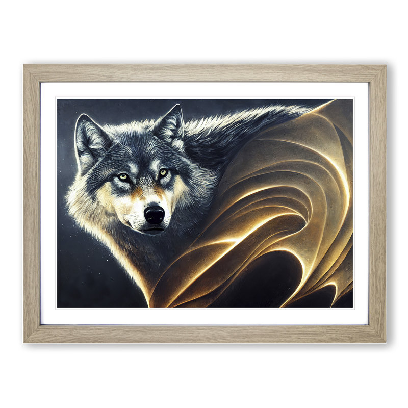 Awe Inspiring Wolf - Framed Print, 34cm H x 46cm W x 2cm D, Oak