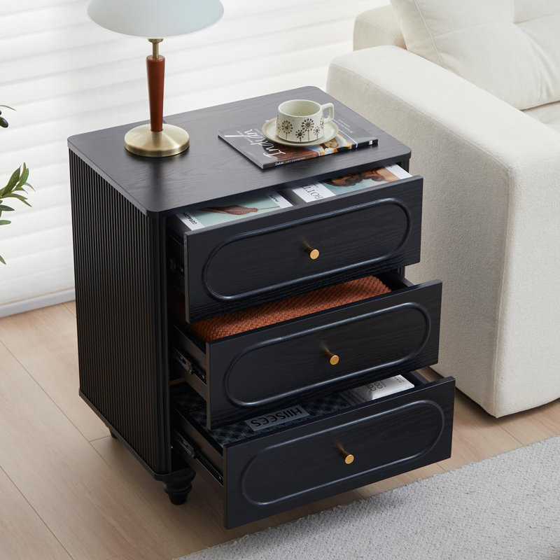 3 - Drawer Nightstands, Black