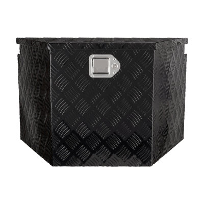 Heavy Duty Aluminum Trailer Tongue Box - 29" Diamond Plate Tool Chest with Lock for RV, Pickup Truck & Utility Trailer Storage