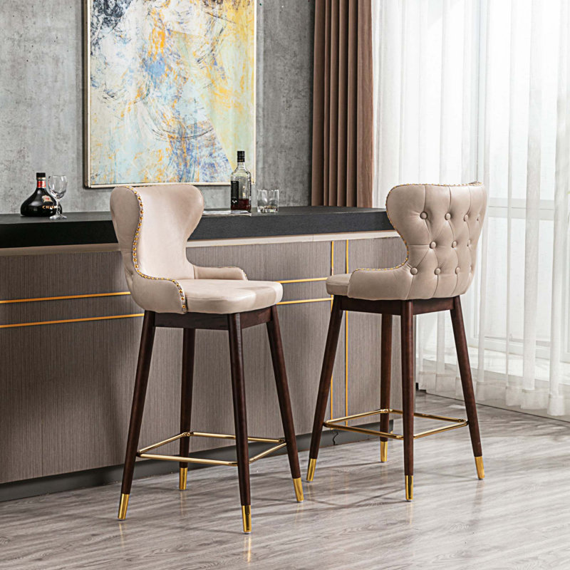Ensemble de 2 tabourets de bar Delasia, Beige