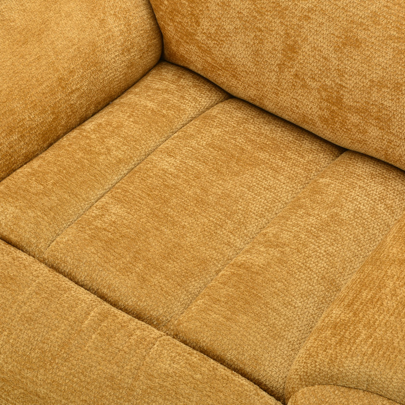 Modern Chenille Swivel Rocking Yellow Recliner, Yellow