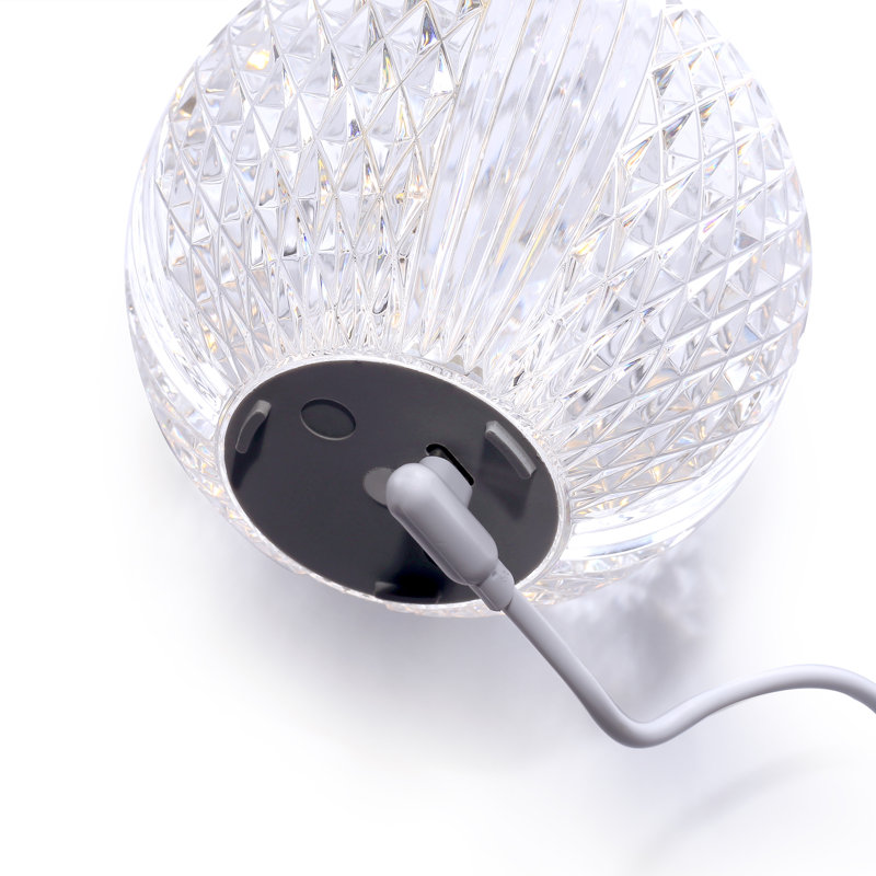 Marni LED Table Lamp, Clear/Natural Brass, Natural Brass, 4.38" H x 3.63" W x 3.63" D