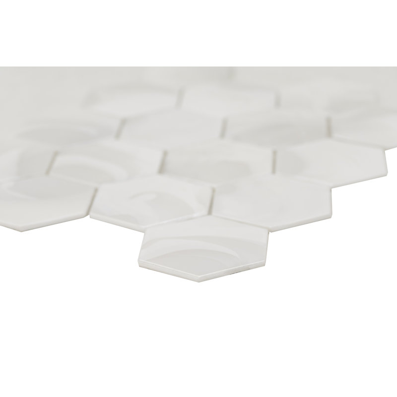 Elyra Perla Hexagon 11 in. x 12 in. Glossy Glass Mosaic Wall Tile