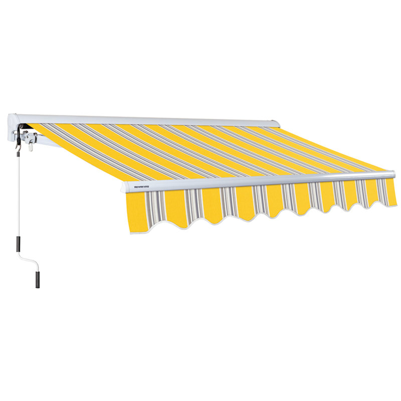 Auvent rétractable manuel pour terrasse 12 pi x 10 pi Advaning, H 10,5 pi x l 11,8 pi x P 9,10 pi