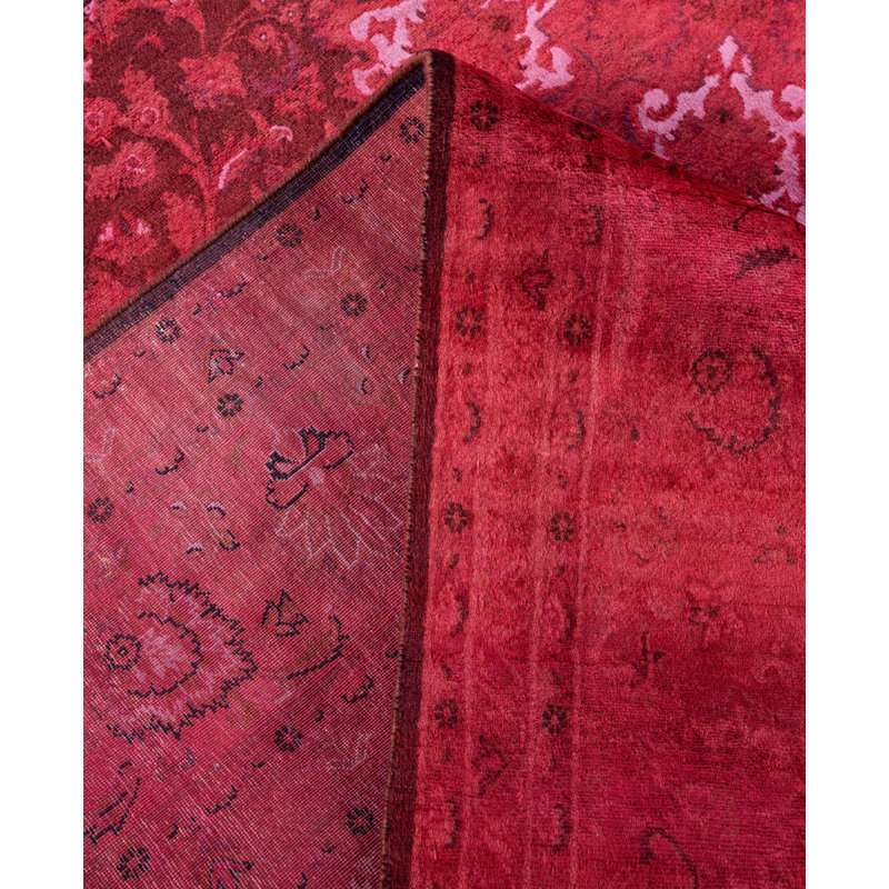 Overdyed Hand-Knotted Wool Modern-Contemporary Pink Area Rug 8' 0" x 10' 5"