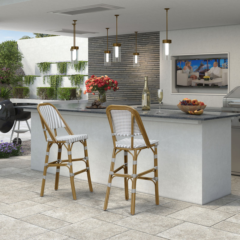 Metal Outdoor 76cm Bar Stool, Grey/White