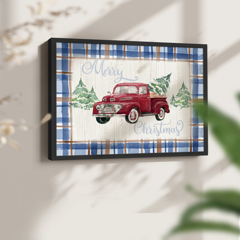 Merry Christmas Truck - reproduction encadrée - réaménageable, H 8 po x l 10 po, Noir, noir, noir, noir
