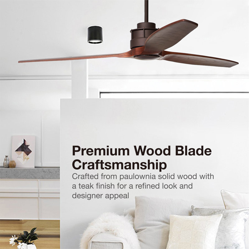 60in 3-Blades Indoor Ceiling Fan with Remote Control, Oil Rubbed Bronze/Koa
