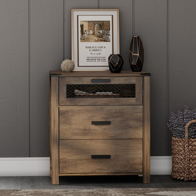 Commode 3 tiroirs avec glissières en métal l 27,5 po Vita