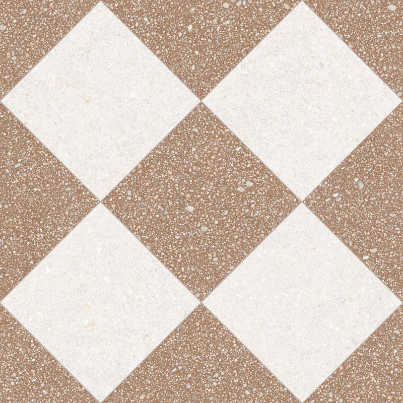 Lithos 12X12 Checkerboard Blanco And Siena, Blanco/Siena