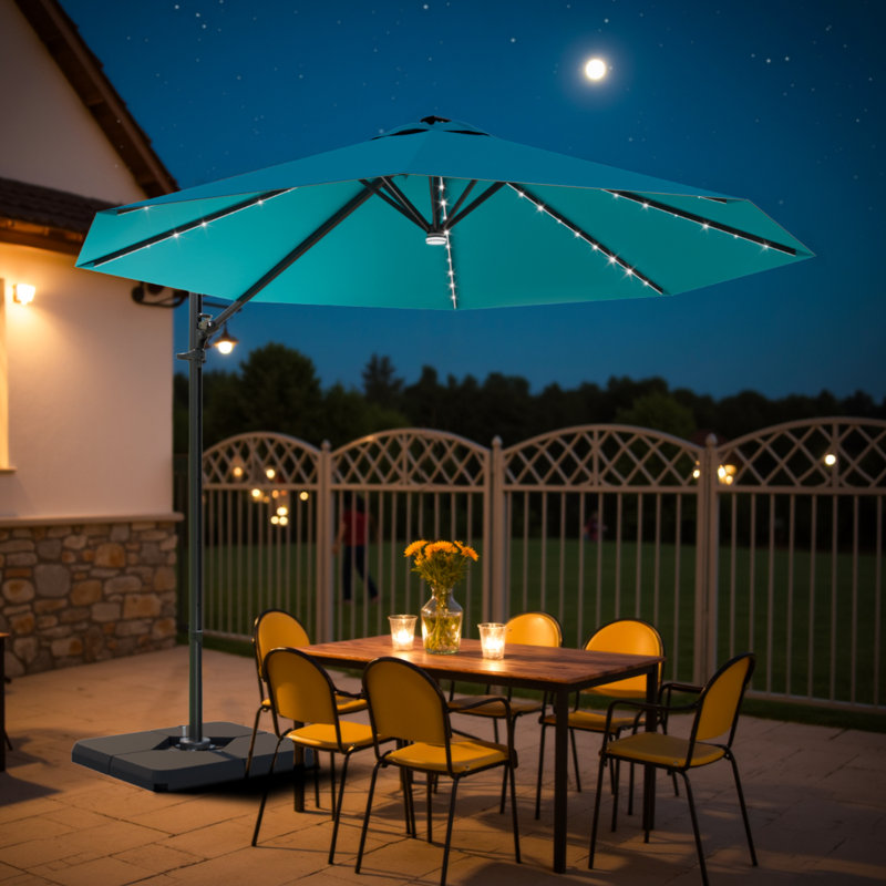 Parasol en porte-à-faux avec base 116,1 "X 116,1", Bleu