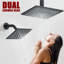 Ensemble de robinet de douche noir avec système de valve thermostatique double 6 + 12 po Rain