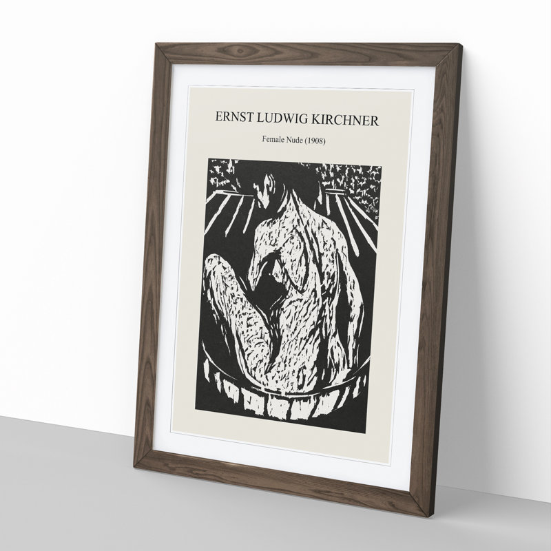 Female Nude by Ernst Ludwig Kirchner - Single Picture Frame Print, 36cm H x 27cm W x 2cm D, Walnut Framed