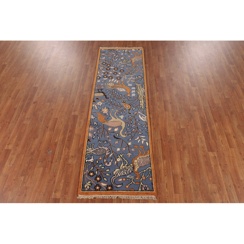 Tapis de couloir indien animaux bleu Ziegler