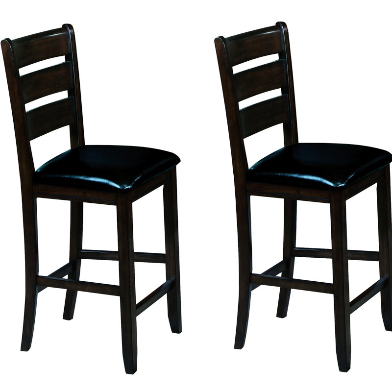 2 chaises à hauteur de comptoir, couleur et noir, coussins de siège en mousse souple, dossier classique, 2 chaises de style atmosphère, finition et similicuir, siège confortable, design traditionnel,