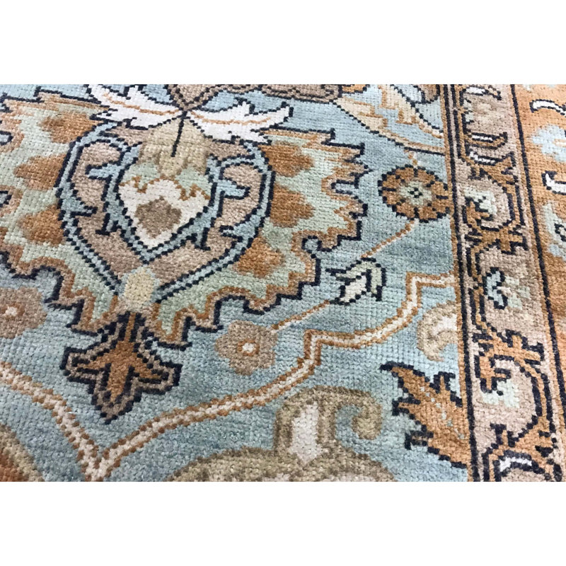 Tapis bleu noué à la main de haute qualité
