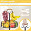 Panier de fruits rotatif à 3 niveaux - Organisateur de comptoir de cuisine avec 2 crochets à banane pour fruits et légumes