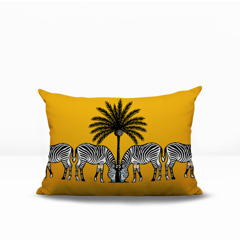 Oreiller rectangulaire réversible intérieur / extérieur Camo Zebra, Jaune, H 18 po x l 25 po