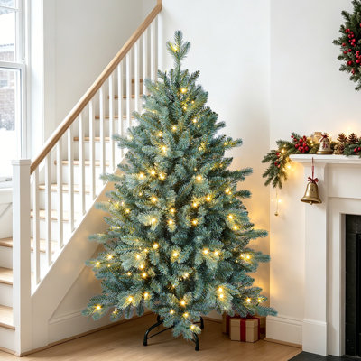 Arbre de Noël artificiel épinette bleu pré-éclairé