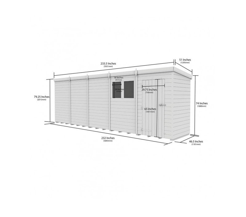 20x4 Pent Composite Shed