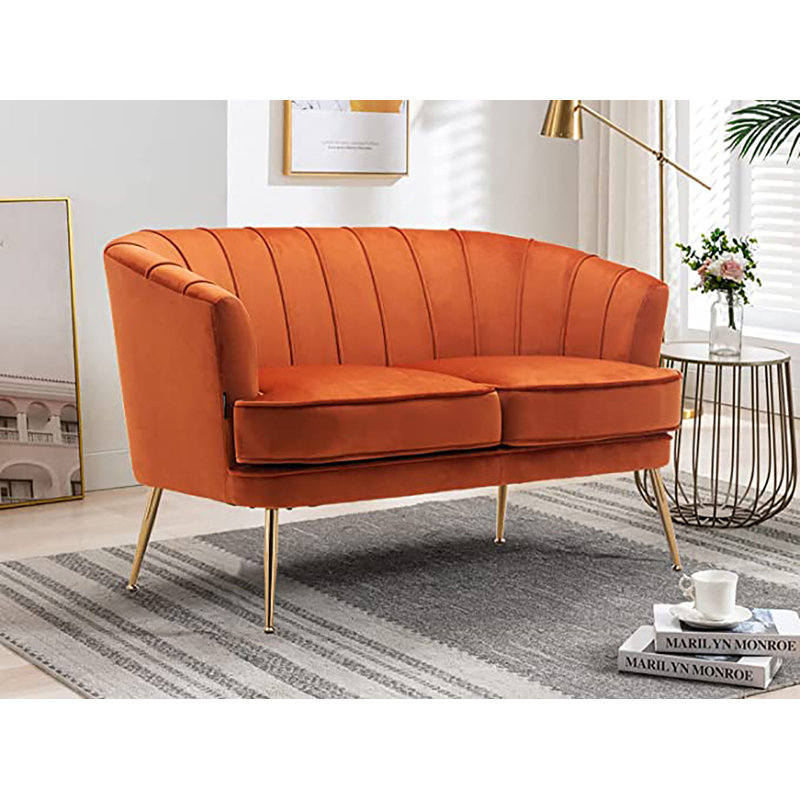 Ledgerwood Velvet Armchair, Orange Velvet