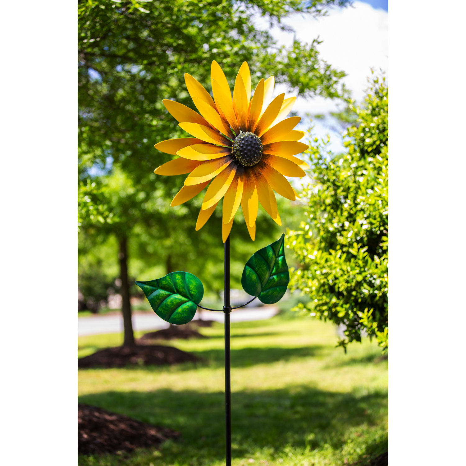 Freeport Park® 75" Hyden Metal Sunflower Wind Spinner & Reviews | Wayfair