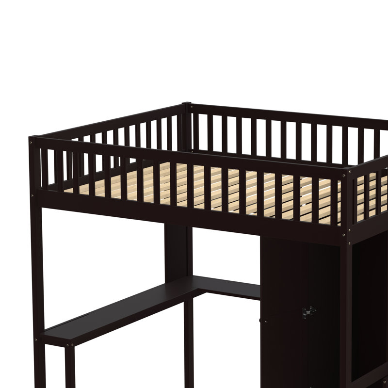 Lit mezzanine double avec bureau intégré Heartlee, Espresso